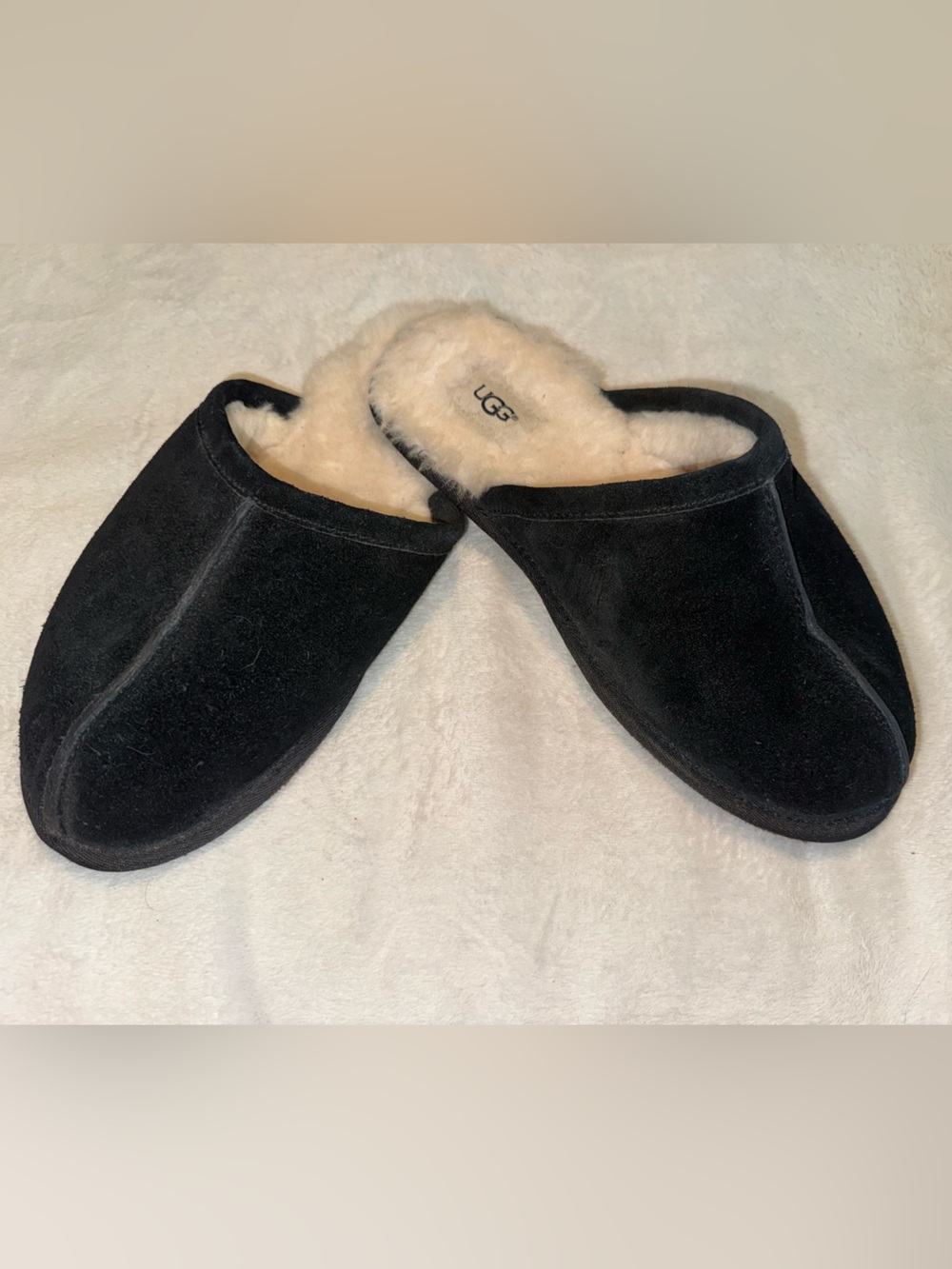 UGG Black Shearling-Lined Slip-On Slippers